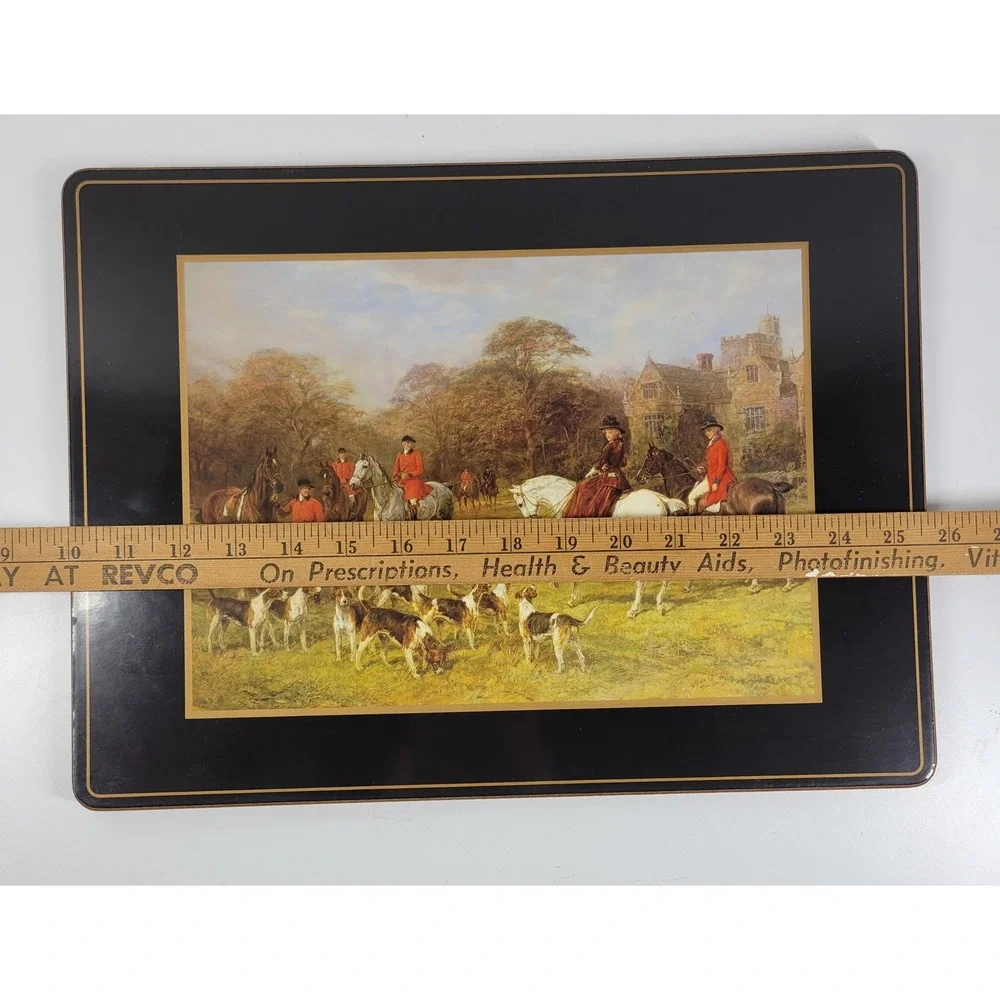 VTG Pimpernel Tally Ho Placemats Set 4 Fox Hunt Cork Back Horses England Hunting